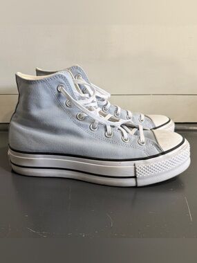 High-Top Platform Canvas Sneaker in Light Blue